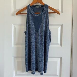 Athleta Utopia Mesh Cutout Racerback Tank Heathered Blue